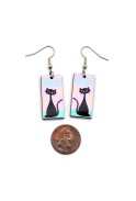Cat on Pink Earrings